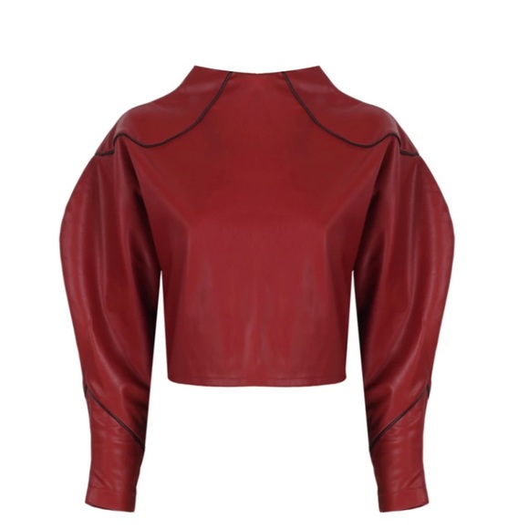 Open back top in red leather. - Picture 4 of 5
